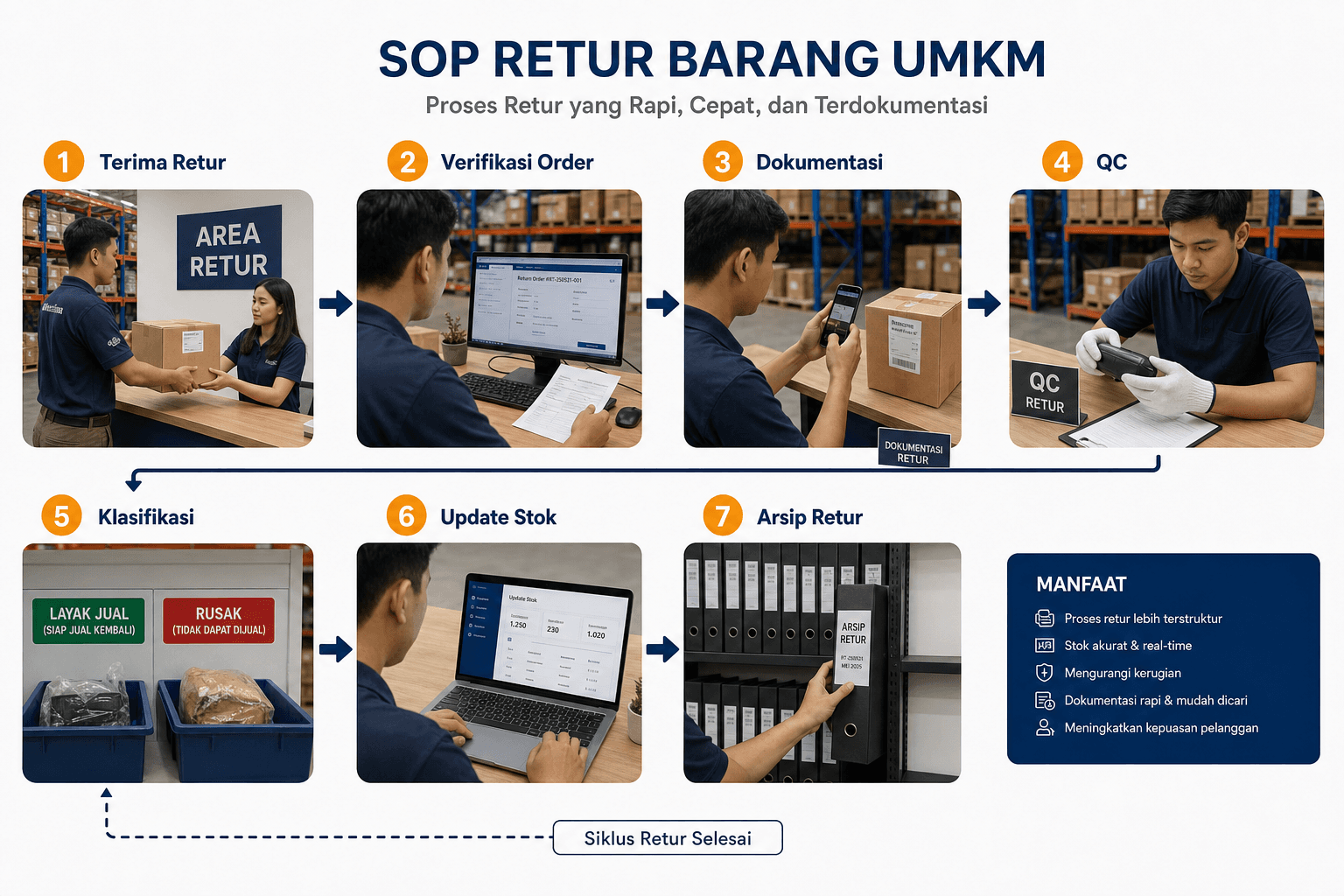 SOP retur barang untuk seller Shopee TikTok Shop dan Tokopedia — software retur marketplace